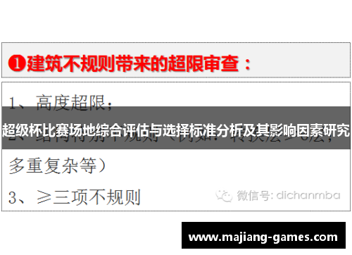 超级杯比赛场地综合评估与选择标准分析及其影响因素研究 超级杯比赛场地综合评估与选择标准分析及其影响因素研究